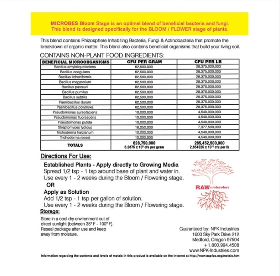 NPK RAW Microbes Bloom Stage 2lb