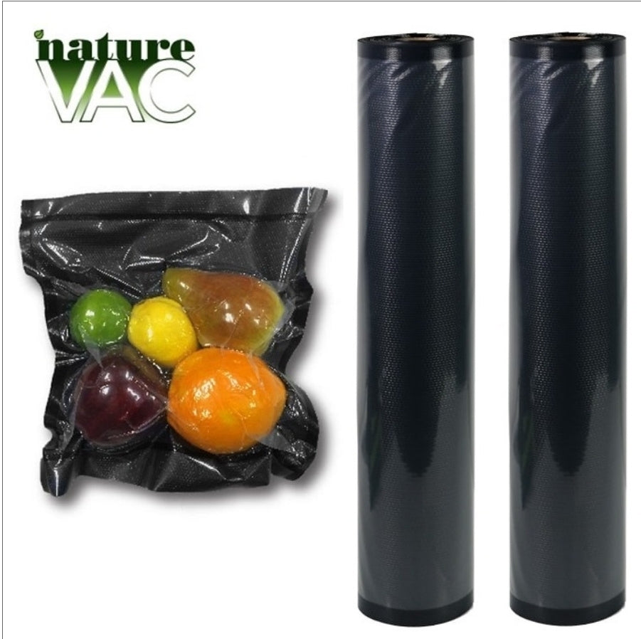 NatureVAC Vacuum Seal Bags 11in. x 19.5ft. Black/Clear (2 Rolls)