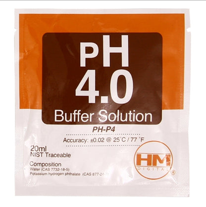 HM Digital pH 4.0 buffer solution - 20 packets of 20 ml