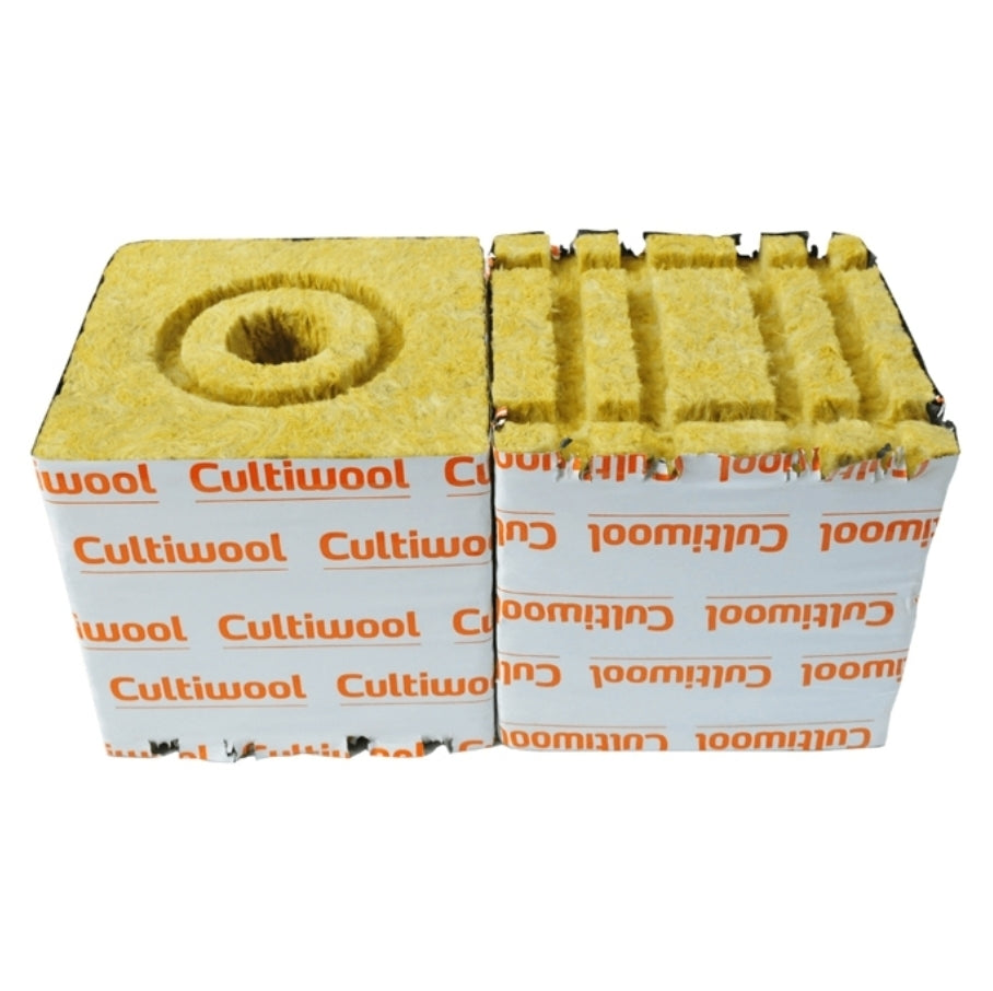 Cultiwool 6" x 6" x 6" Block w/ Optidrain & Donut Ring (48 Blocks/Case) - Cultilene