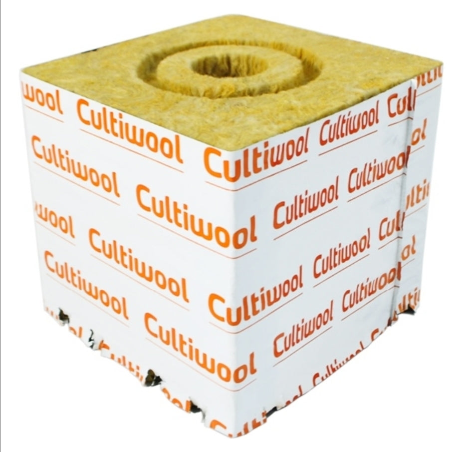 Cultiwool 6" x 6" x 6" Block w/ Optidrain & Donut Ring (48 Blocks/Case) - Cultilene